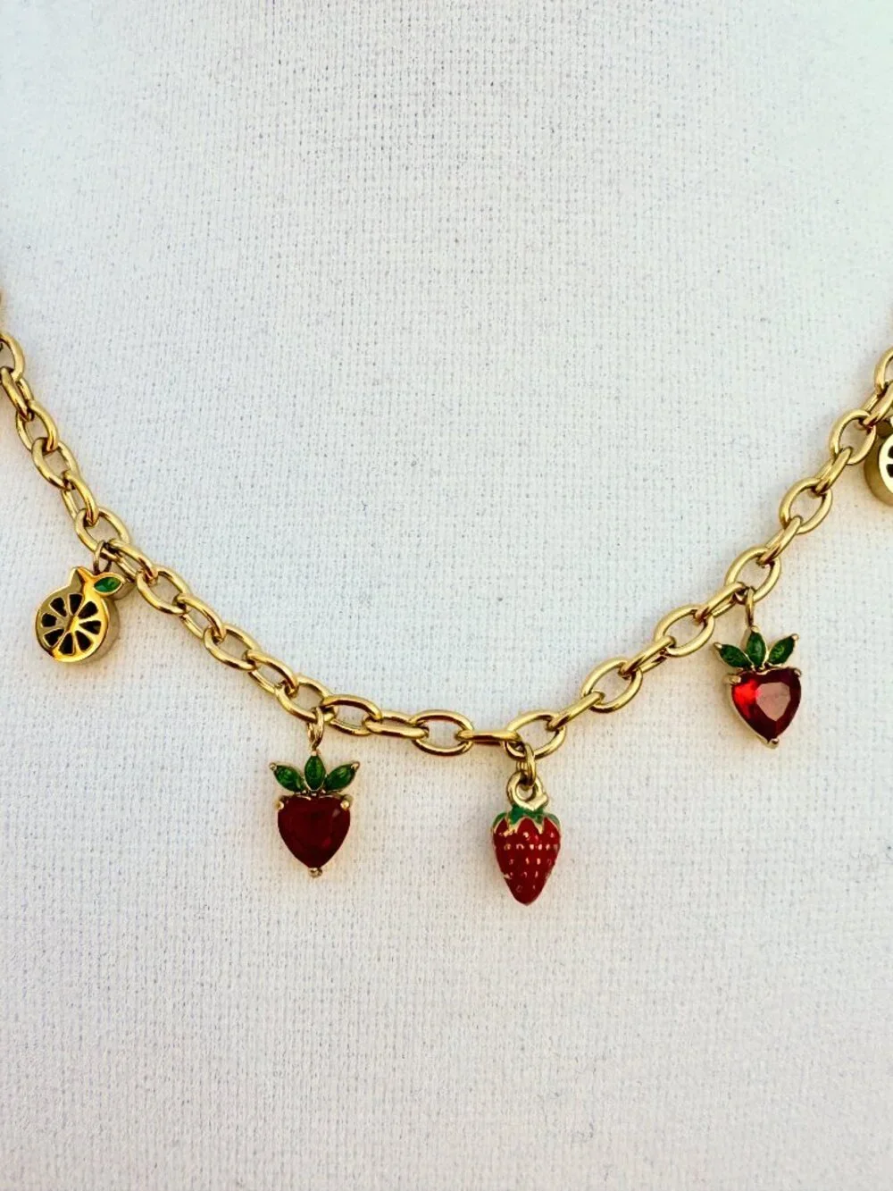 14k‎ Laminated Stainless Steel Fruit Charm Chain Necklace